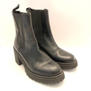 Lamica Chelsea Boots Black Leather Italian Chunky Sole EU 40 Womens 9 Pull On